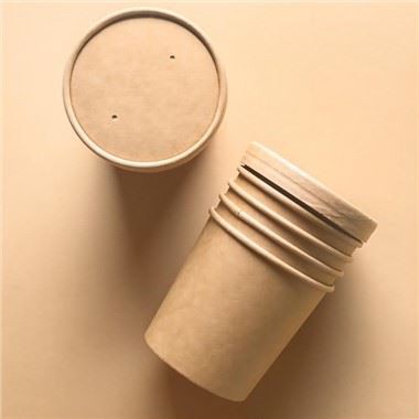 ভেন্টেড ঢাকনা সহ 16oz ক্রাফ্ট পেপার পাত্রে